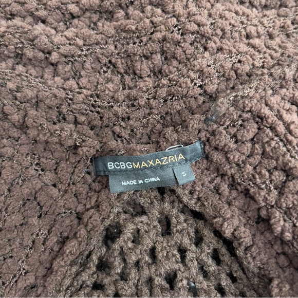 BCBG MAXAZRIA Brown Bourke Knit Cardigan Sweater Crochet Back Size Small - Picture 5 of 8